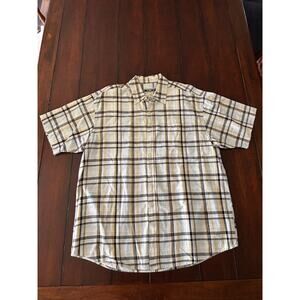 OP Ocean Pacific Shirt Men's X-Large Blue Plaid Short Sleeve Casual Button Front